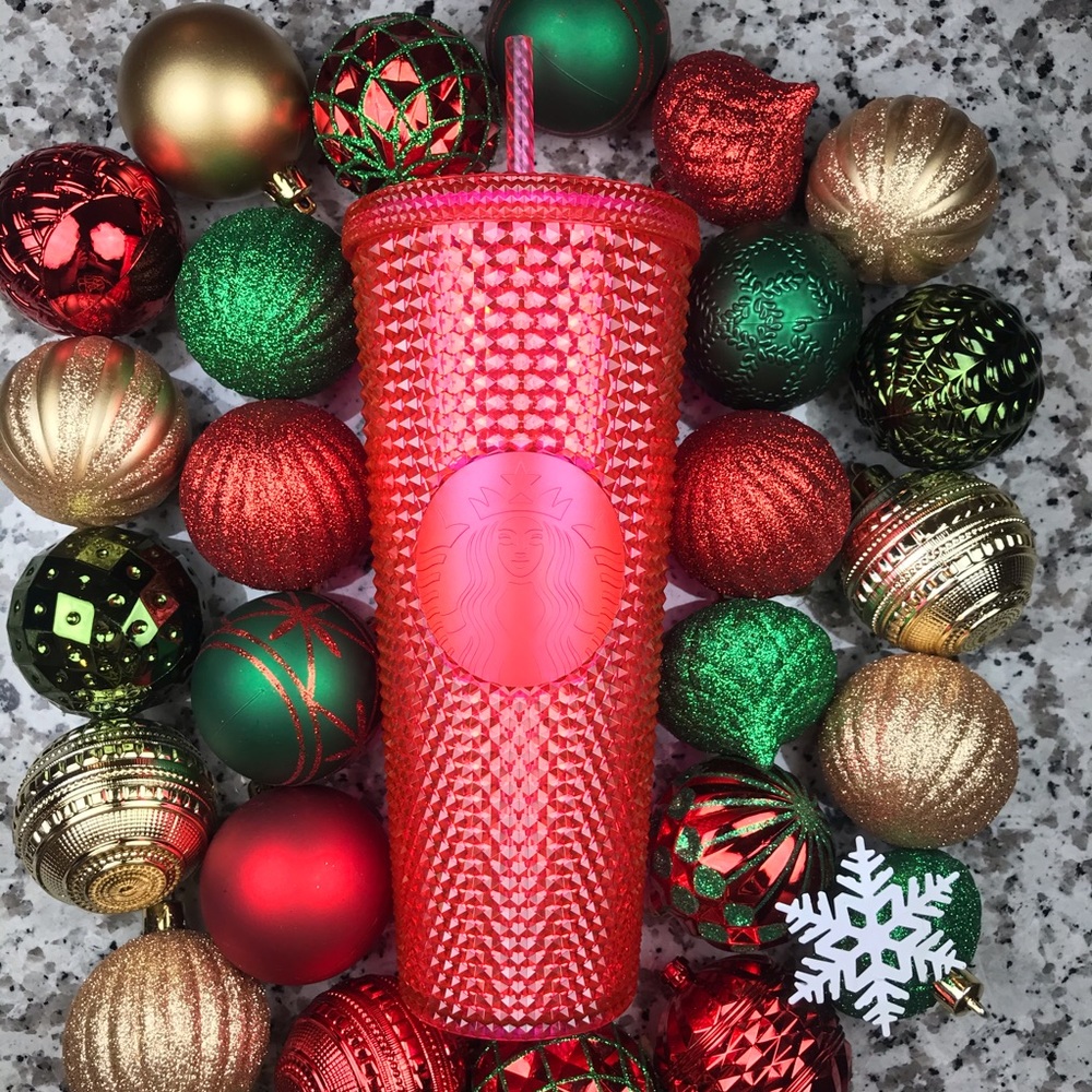 NWT! Starbucks Hot Pink Studded Tumbler & Straw💖